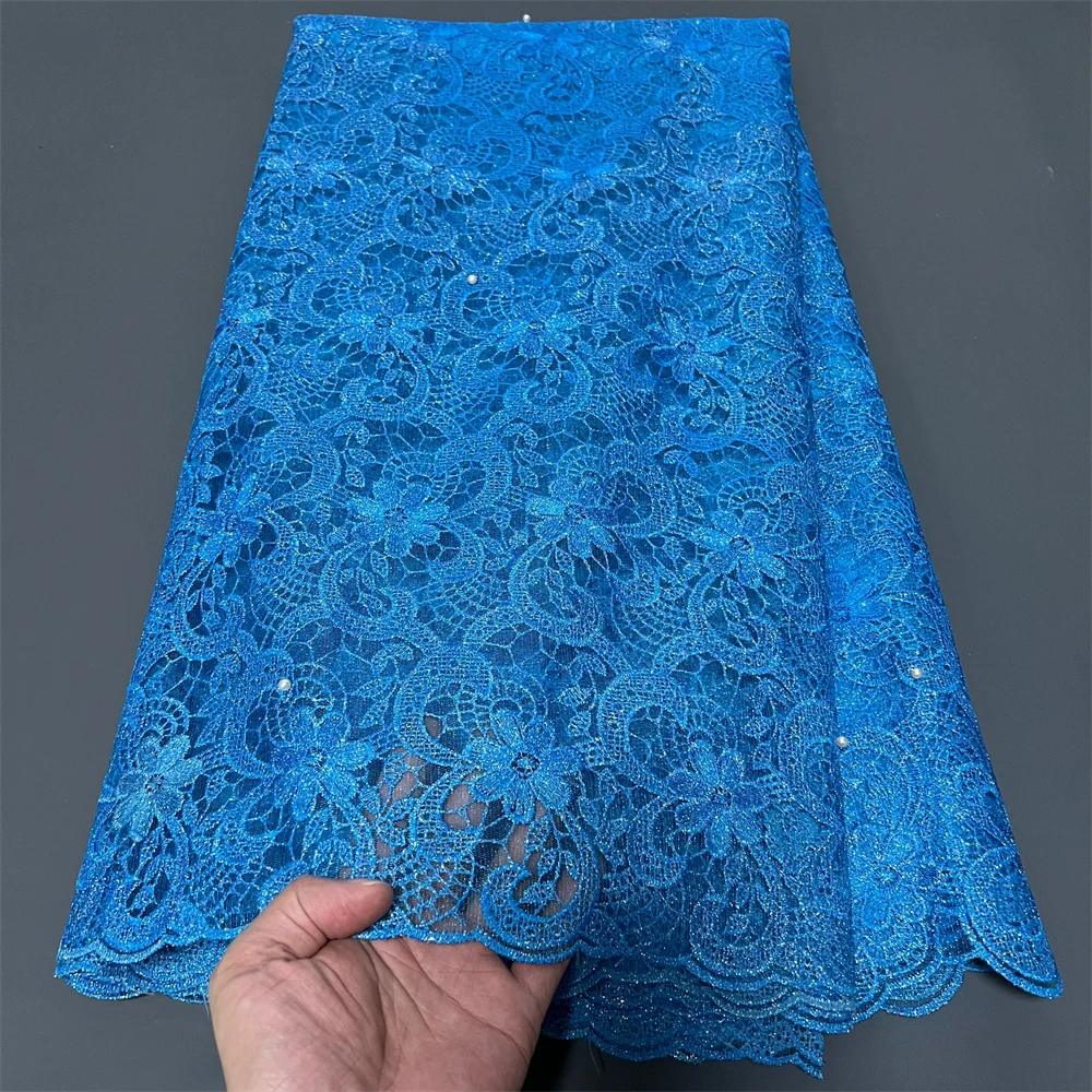 

2025 новейшее высокое качество в африканском нигерийском стиле с тюлем, кружевная ткань, гипюровая вышивка, платья с блестками, 5 ярдов ZJ107 ZJ056