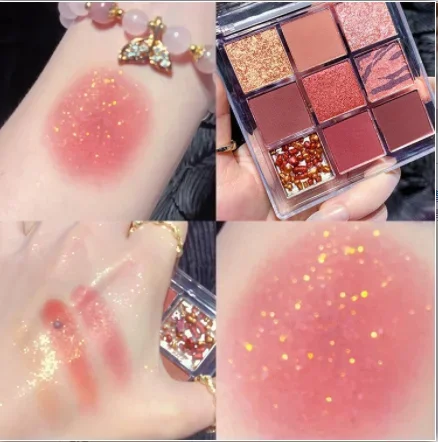 Paleta de Sombra Heallor-Glitter para Palco, Maquiagem Profissional, Cosméticos de Beleza, Sweet Girls, 9 Cores, C