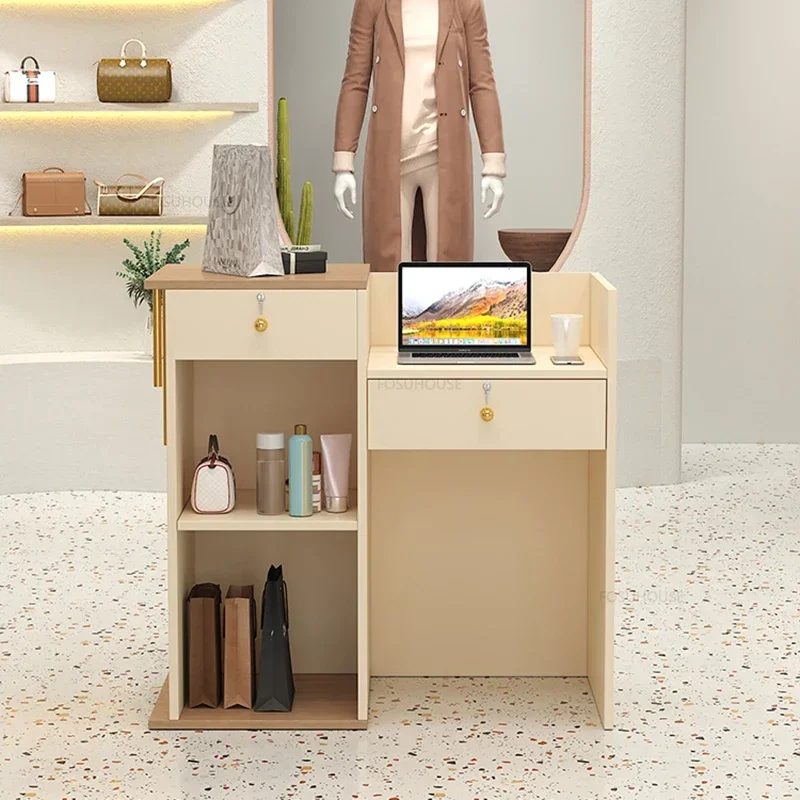 Modern Simple Office Reception Desks Clothing Store Front Desk Cashier Small Bar Table Beauty Salon Reception Desk Counter Z