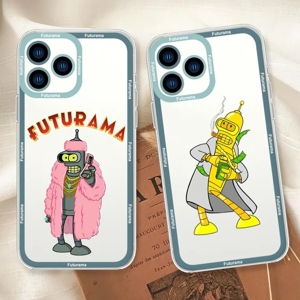 Cartoon F-Futuramas Robot Phone Case For iphone 11 12 13 14 15 Mini Plus Pro Max Transparent Shell