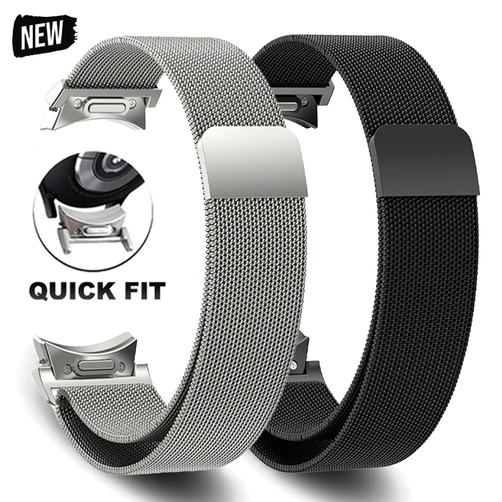 Quick Fit Milanese No Gaps Band for Samsung Galaxy Watch 6 5 4 Classic 43mm 47mm 40mm 44mm 42 46mm 5Pro 45mm Magnetic Loop Strap