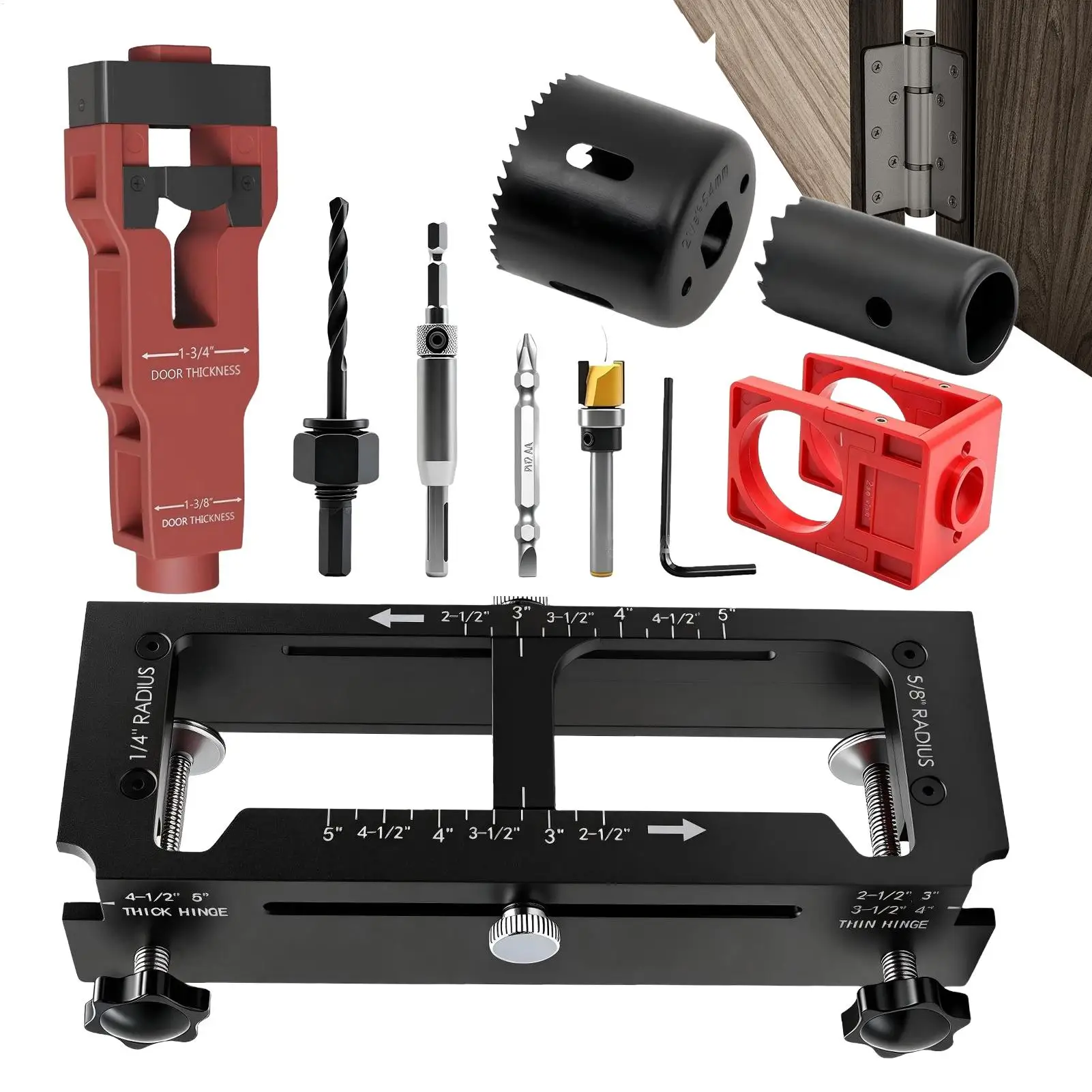 Door Hinge Jig Precise Aluminum Alloy Door Lock Installation Tool Door Latch Mortise Tool for Home Workshop Garage Apartment