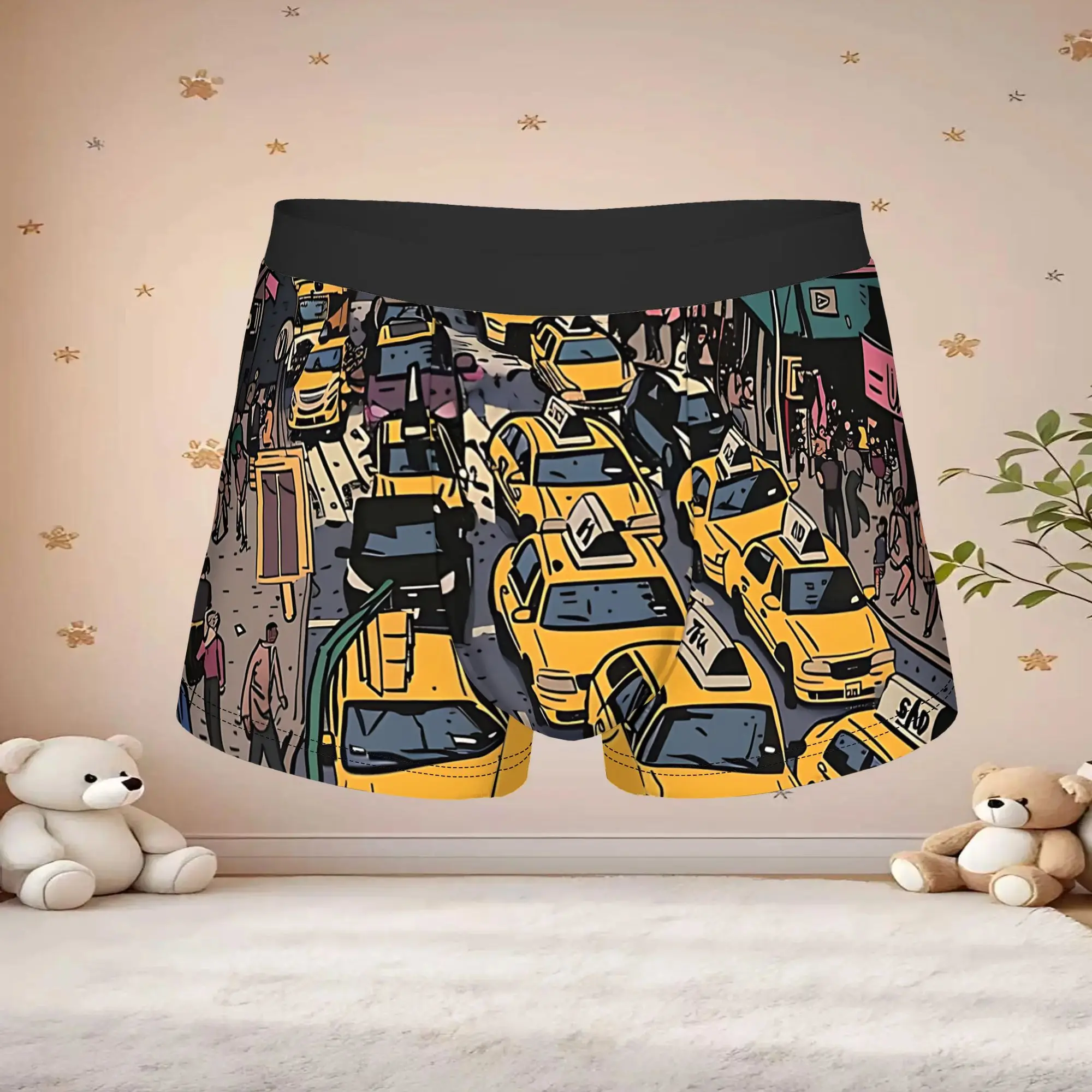1pc Vintage Bright Light Thick Line Print Underpants Homme Panties Men Underwear Cool Shorts Boxer Briefs