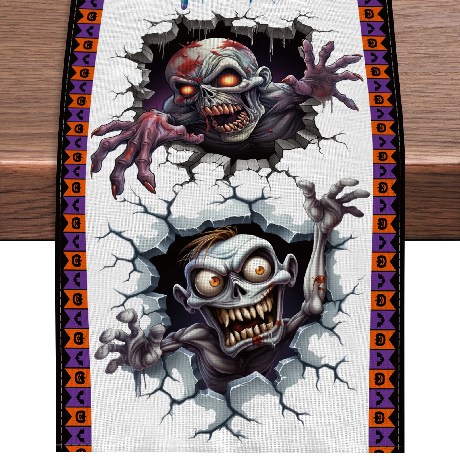 Halloween Day of the Dead Skull Table Flag, Holiday Party Table Tablecloth, Living Room Cabinet Decoration, Scene Layout