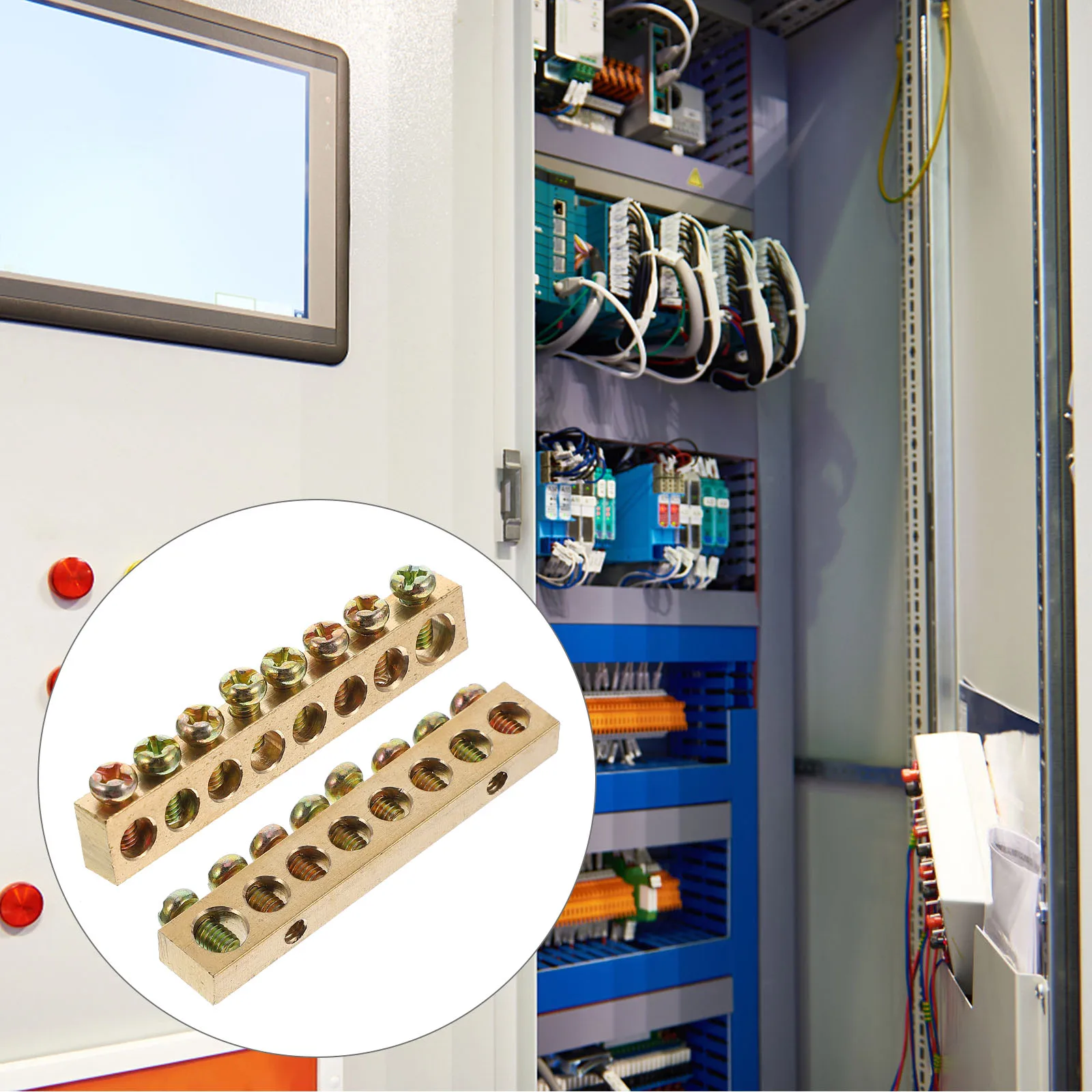 

10 шт., 5-отверстие, медная клеммная колодка с заземлением, высокопрочное электрическое соединительное устройство для винтовой клеммы источника питания