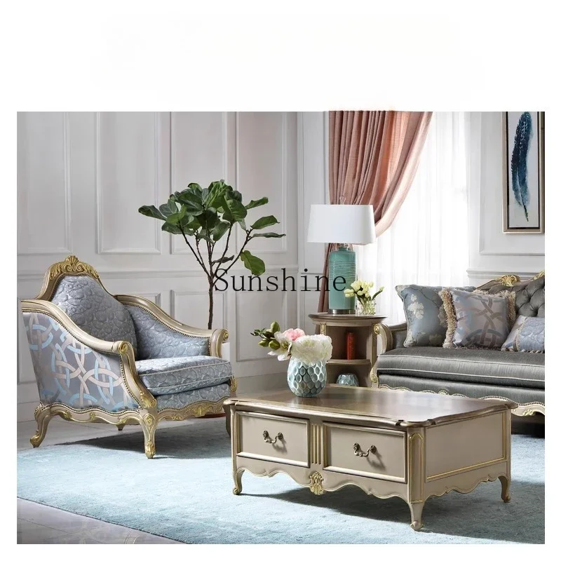 French style living room set European three-person sofa, TV cabinet simple and modernX