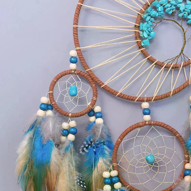 Dream Catcher Vintage Wind Chime Hanging Ornaments Home Decor Indian Natural Stone Tree Of Life Dream Catcher Wall Decorations