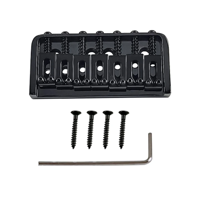 Metal Fixed Hardtail Saddle Bridge with Wrench & Screws Top Load Guitar Tailpiece for 7 String Electric Guitar