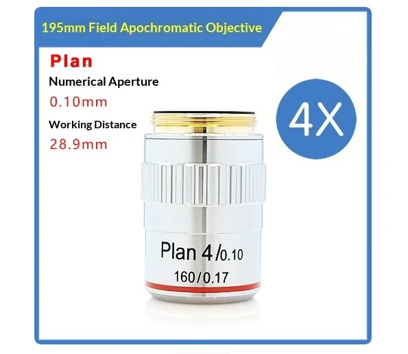 Objectif de microscope biologique PLAN 4x 10x 20x 40x 60x 100x Plan Achromatique Fini Tube Mécanique 160mm Longueur 0.17 Couche de protection