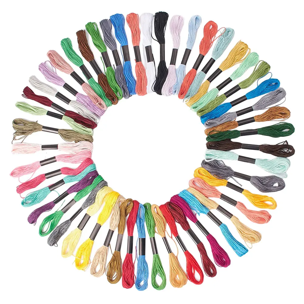 

50 Bundles Cross Stitch Thread Embroidery Floss Black Cotton Cuttable 6 Strands Long 8m DIY Craft Sewing Supplies