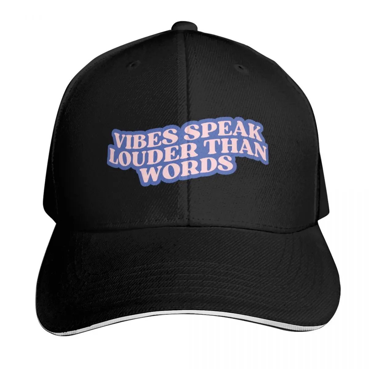 Vibes Speak Louder Than Words Positive Quote Baseball Cap Sun Protection UPF 50+ Breathable Mesh Back Adjustable Buckle Closure
