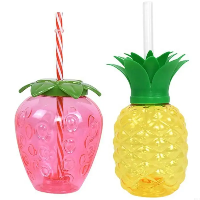 Lovely Fruit Bromeliad Molded Waterbottle With Soft Straw Lid Complimentary ABS Substance For Kids Students Outdoor Tasks B03E