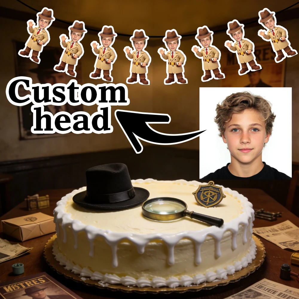 Customized facial detective themed banner, suitable for detective themed birthday parties, spy game parties