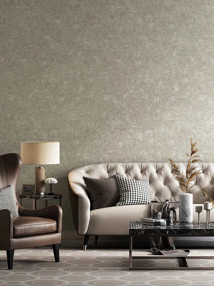 American Style Retro Wallpaper Solid Color Plain Gray Blue Bronzing Wallpaper Nordic Bedroom Living Room Background Wallpaper