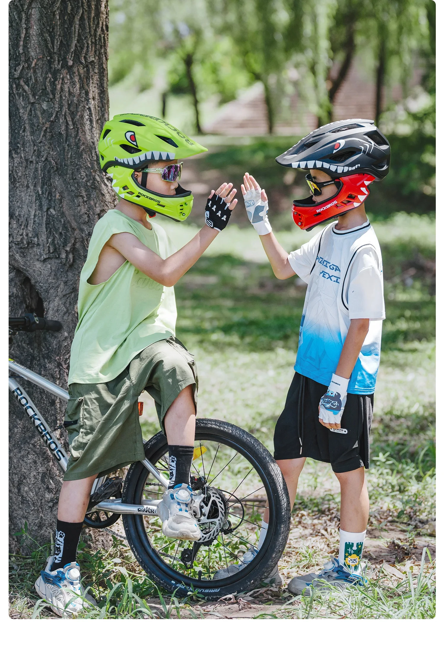 ROCKBROS 2-in-1 abnehmbarer Integral-Fahrradhelm für Kinder, Fahrradhelm für Kinder, Sicherheitshelm für Parallelautos und Roller – Detail 22