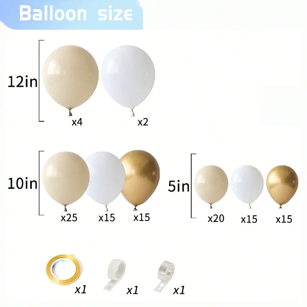 114-teiliges Premium-Ballon-Girlandenbogen-Set aus weißem und goldenem Latex – elegante Hochzeits-Party-Dekorationen für Zeremonienhintergründe, Empfang – Detail 1