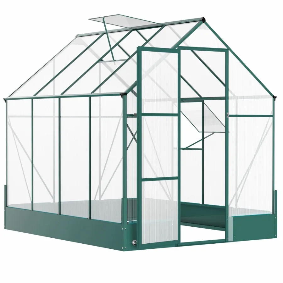 

6' x 8' x 7' Walkin Polycarbonate Greenhouse Hobby Greenhouse for Backyard Outdoor with Temperature Controlled Window