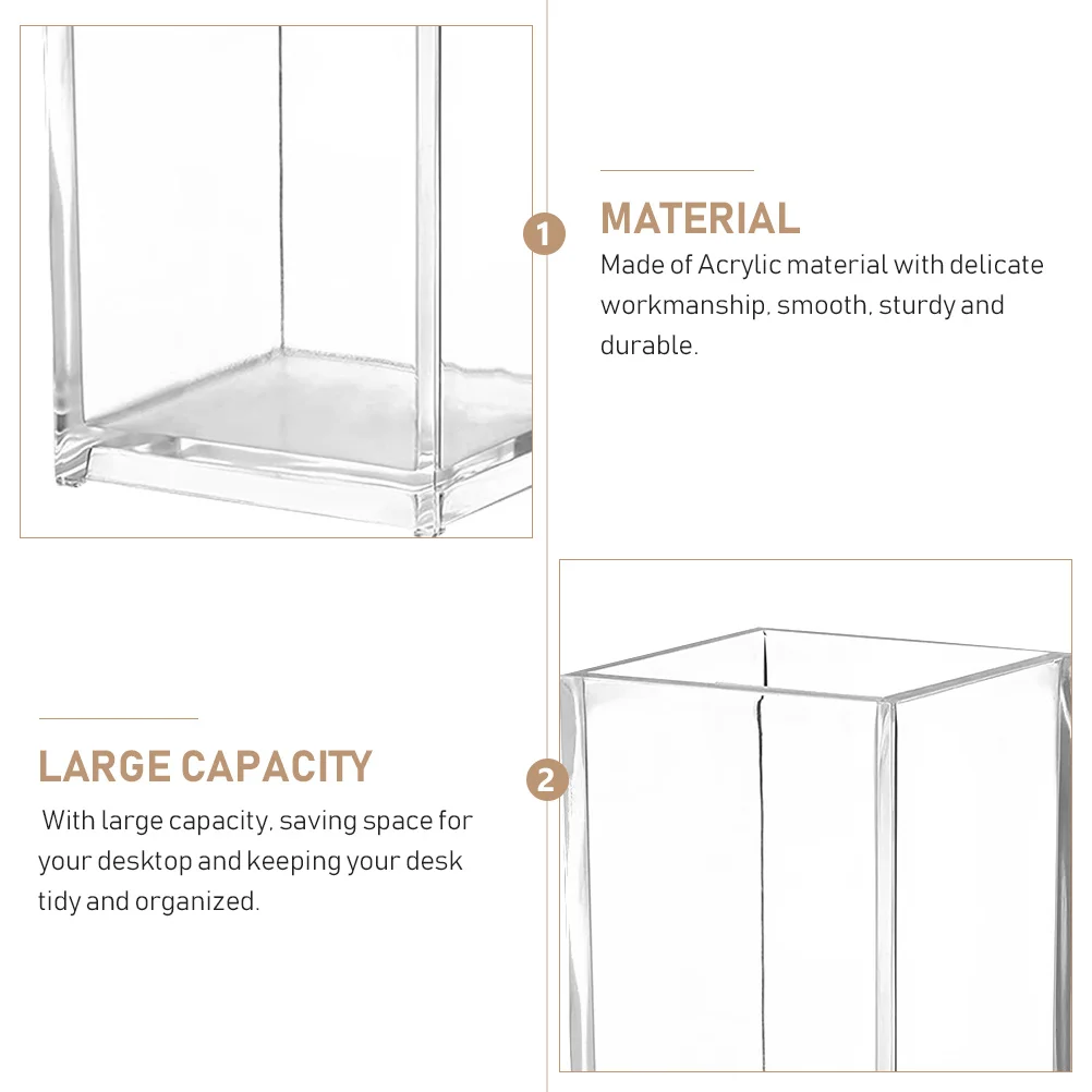 

4Pcs Acrylic Pen Holder Multi-Functional Desktop Brush Storage Containers Office Pencil Storage Desktop Organizer