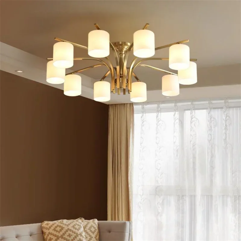 All copper American ceiling lamp living room bedroom lamp study lamp atmosphere simple modern copper Nordic lamps #3