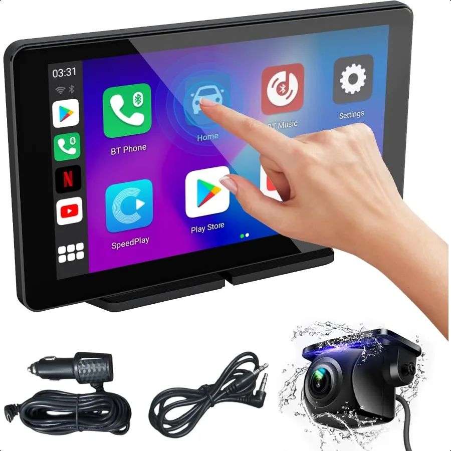

7 Wirel Carplay Screen for Car Portable Car Stereo Touch Screen with Apple Carplay Android Auto Car Play Screen with Backup Cam