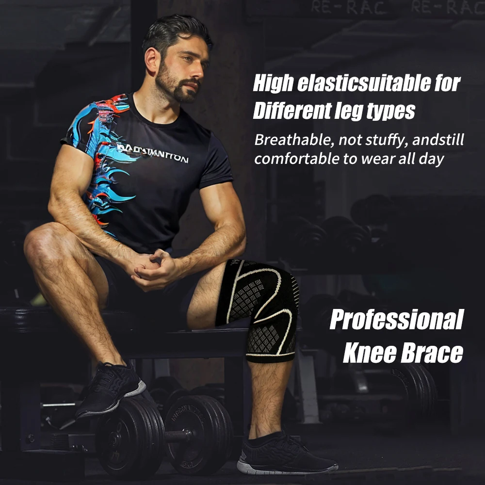 قطعتان من وسادات الركبة الرياضية الأيونية النحاسية، قابلة للتنفس وغير قابلة للانزلاق في الهواء الطلق لكرة السلة واللياقة البدنية والجري وكرة السلة واللياقة البدنية #5