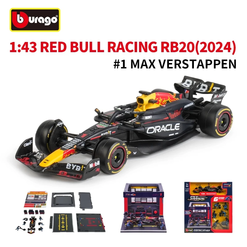 บูราโก้ 1:43 เรดบูลล์ RB20 เมอร์เซเดส-เบนซ์ แม็คลาเรน F1 รุ่นเฟอร์รารี่ พิทพื้นที่ซ่อมแซม P ห้องเปลี่ยนยางฉาก