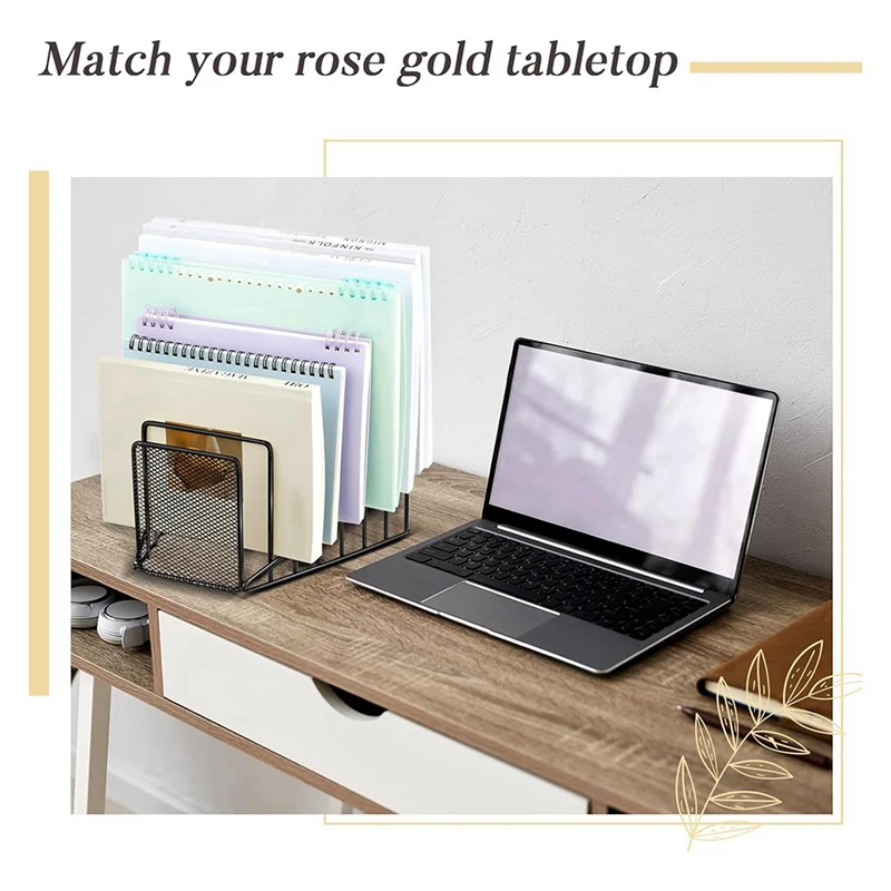 NEW-2 Pack Multi Step File Organizer Incline Desktop File Sorter Metal Wire Mesh Step File Letter Sorter, 7 Sections