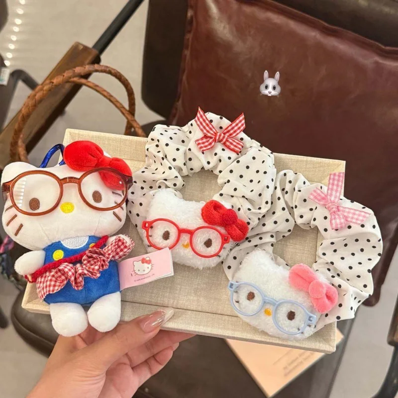 

Sanrio, милая и очаровательная повязка для волос «Hello Kitty», милая и универсальная резинка для волос в горошек для девочек, идеальный праздничный подарок для подруг