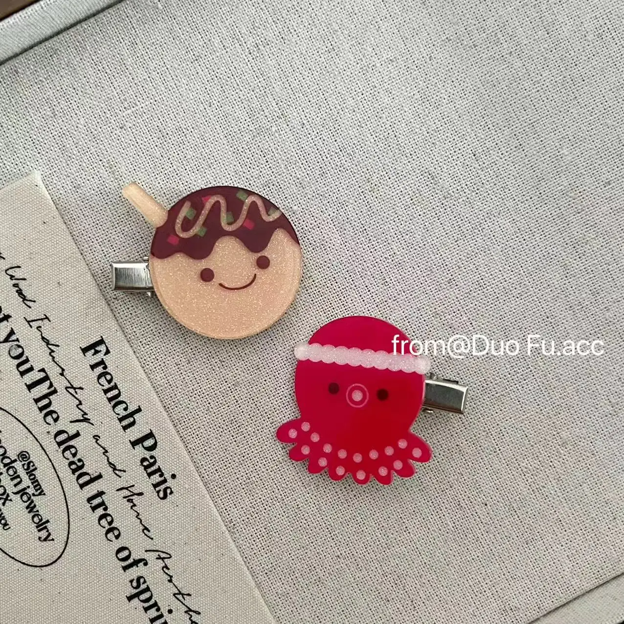 2Pcs Takoyaki Octopus Hair Clips for Women Cute Osaka Limited Acrylic Barrettes Food Themed Hair Accessories Jewelry view 6