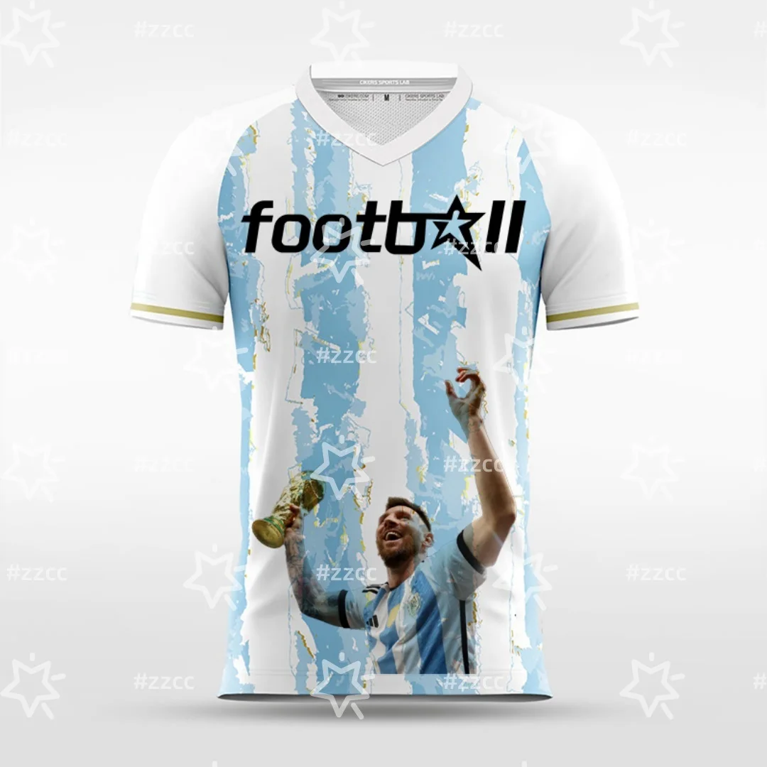 25-26 الأرجنتين ميسي مروحة تذكارية لكرة القدم جيرسي الخريف الرياضة الجافة بسرعة تي شيرت رجالي ملابس الأطفال المحملة Y2k امرأة #4