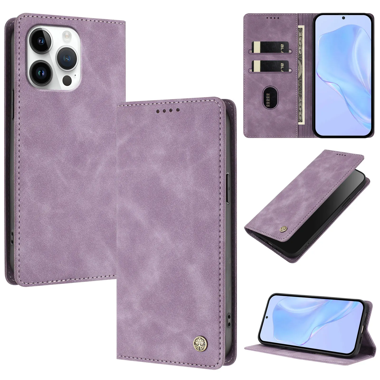 Capa Magnética de Couro Vintage para Celular MOTO G Stylus 5G 2025 2024 4G 2023 Power 2022, Capa Flip com 3 Slots para Cartões