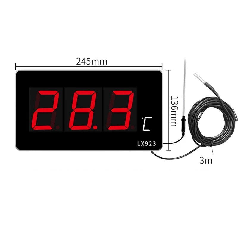 10 Inch Pool Thermometer With LED Display&  Waterproof Probe Thermometer For Water Fish Tank Outdoor Temperature Meter EU Plug