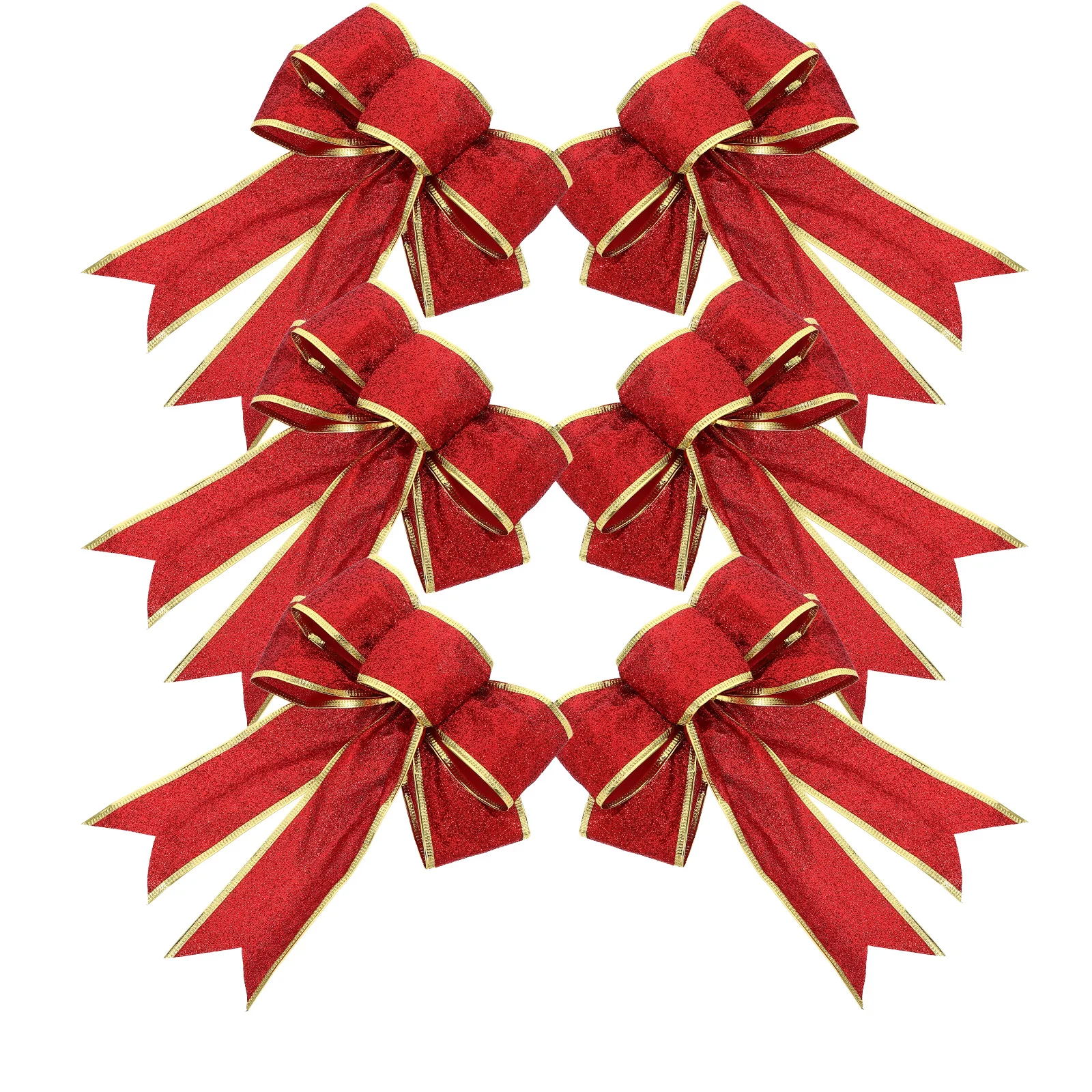 

6 Pcs Gold-edged Bow Jewelry Xmas Ornaments Large Decorative Theme Adornment Unique Bows for Crafts Christmas Accessories