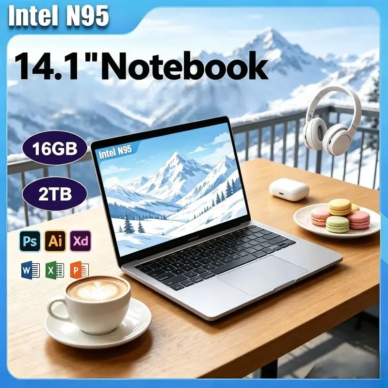 

Compact Portable Laptop 14.1 Inch, Intel N95 Chip, 16GB/32GB RAM, Win11, Brings Snappy Performance to Enrich Your Daily Use