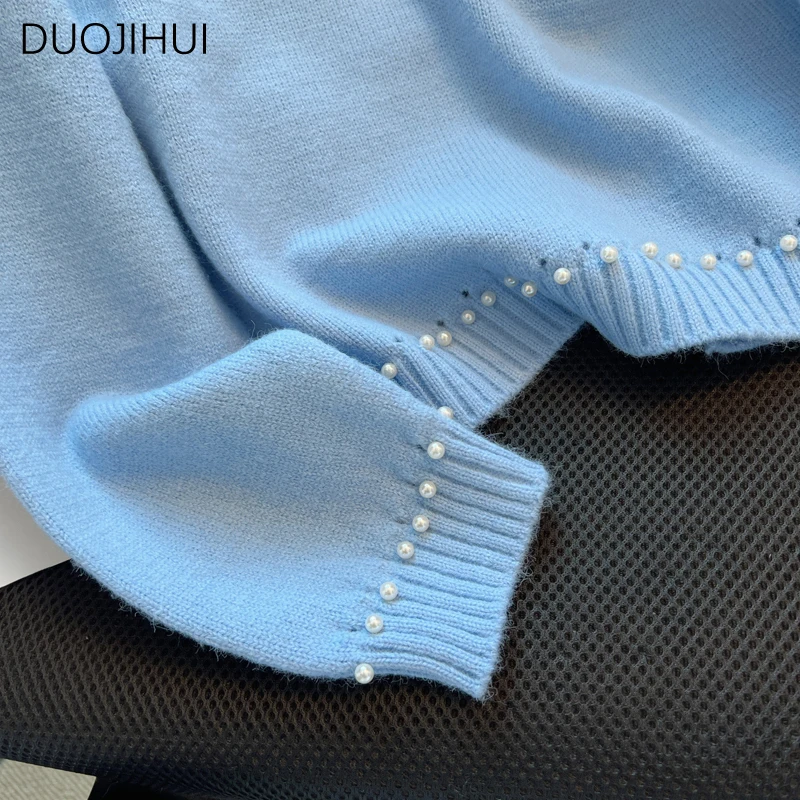 DUOJIHUI blu classico o-collo semplice maglione donna pullover autunno Basic manica lunga moda tinta unita Casual pullover femminili