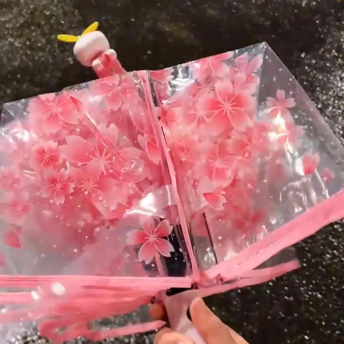 Thickened Transparent Automatic Umbrella for Girls School Use Sakura Design High Aesthetic Value Reinforced Large Size Umbrella