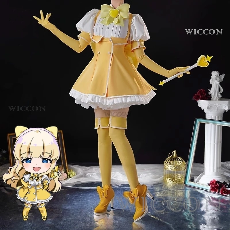 Tenkawa Kaoruko Gushing over Magical Girls I admire magical girls and Battle Dress Cosplay Costume Clothes Wig Magic Stick