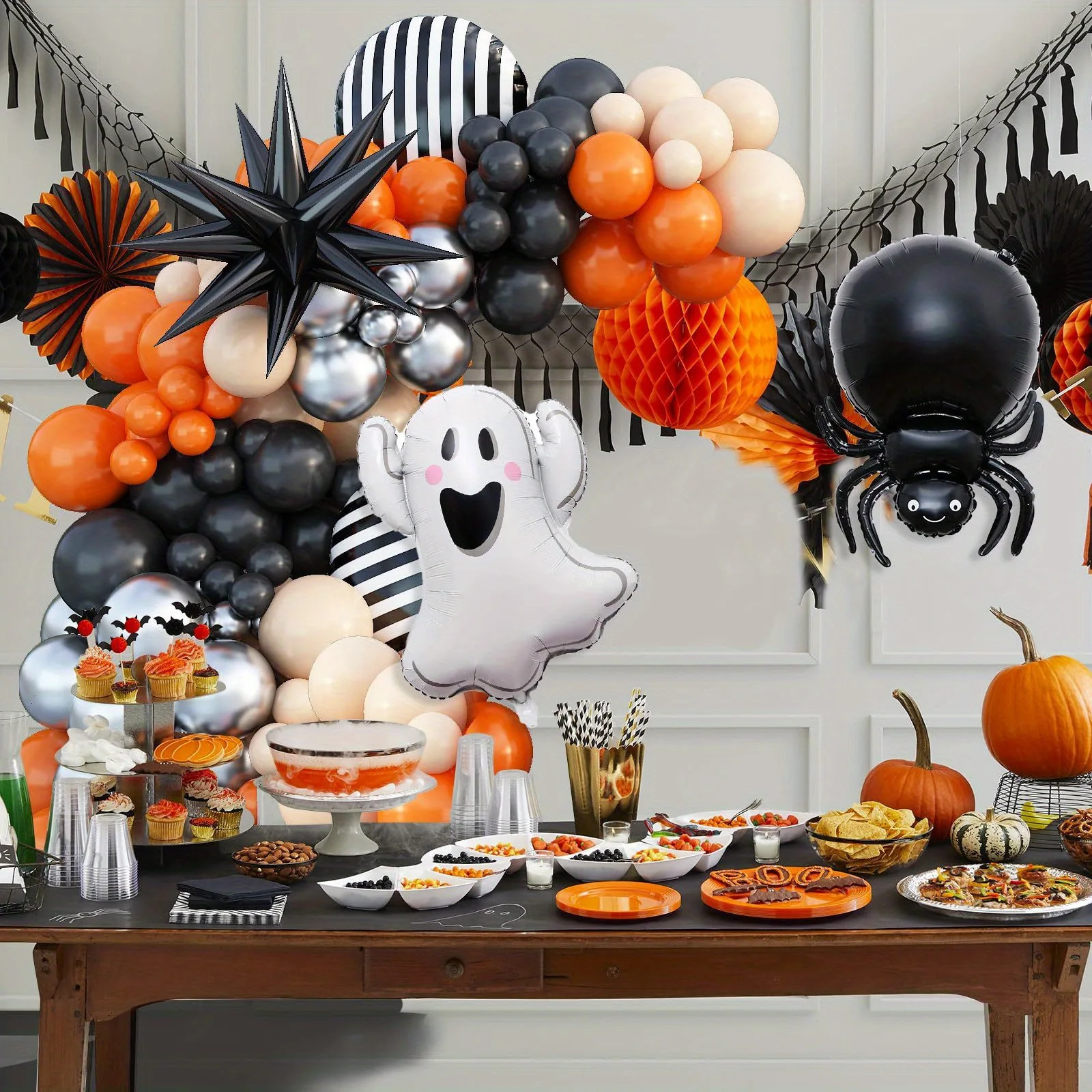 89-teiliges Urlaubsballon-Halloween-Ballon, schwarze Spinne, Geburtstagsdekoration, Szene-Arrangement, Bogen-Ballon-Set