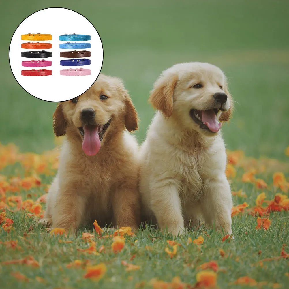 

10pcs Dog Collar Adjustable Lightweight Durable Pu Pet Neckband Decorative Collar For Cats Small Animals Pet Accessory Gift