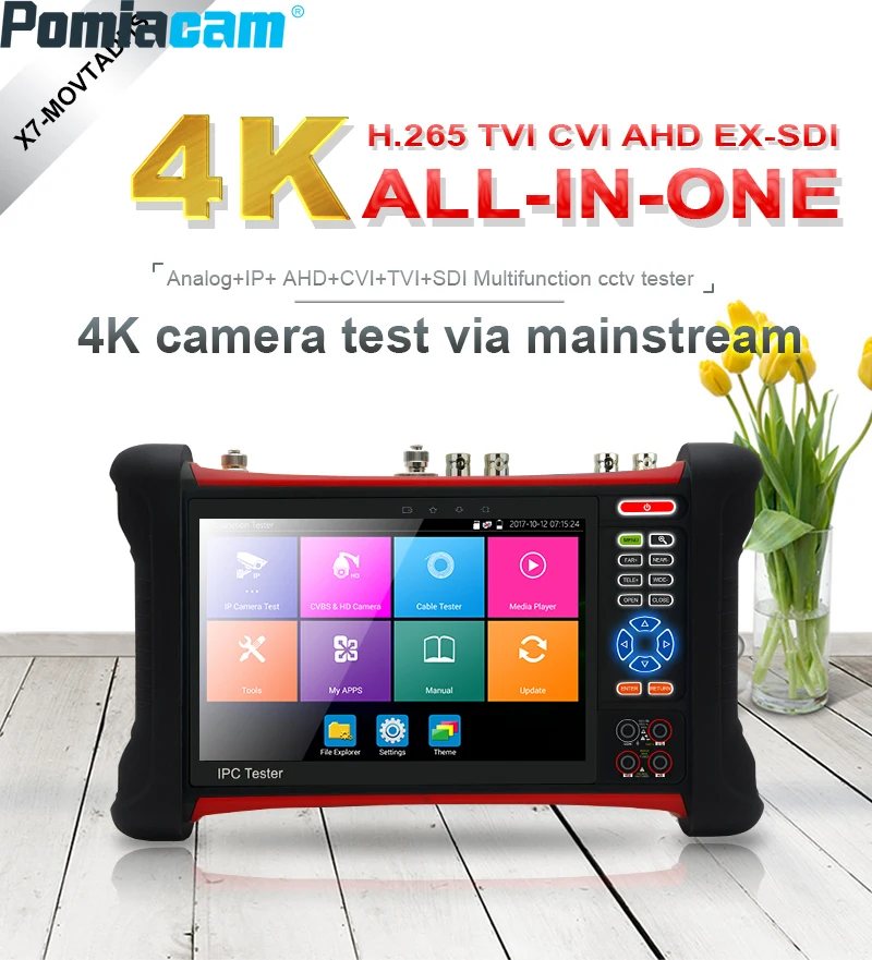 X7  Pro 7inch Camera Tester CCTV Tester Monitor 8mp CVI TVI AHD SDI Digital Multimeter Level Meter Test HDMI Camera Test