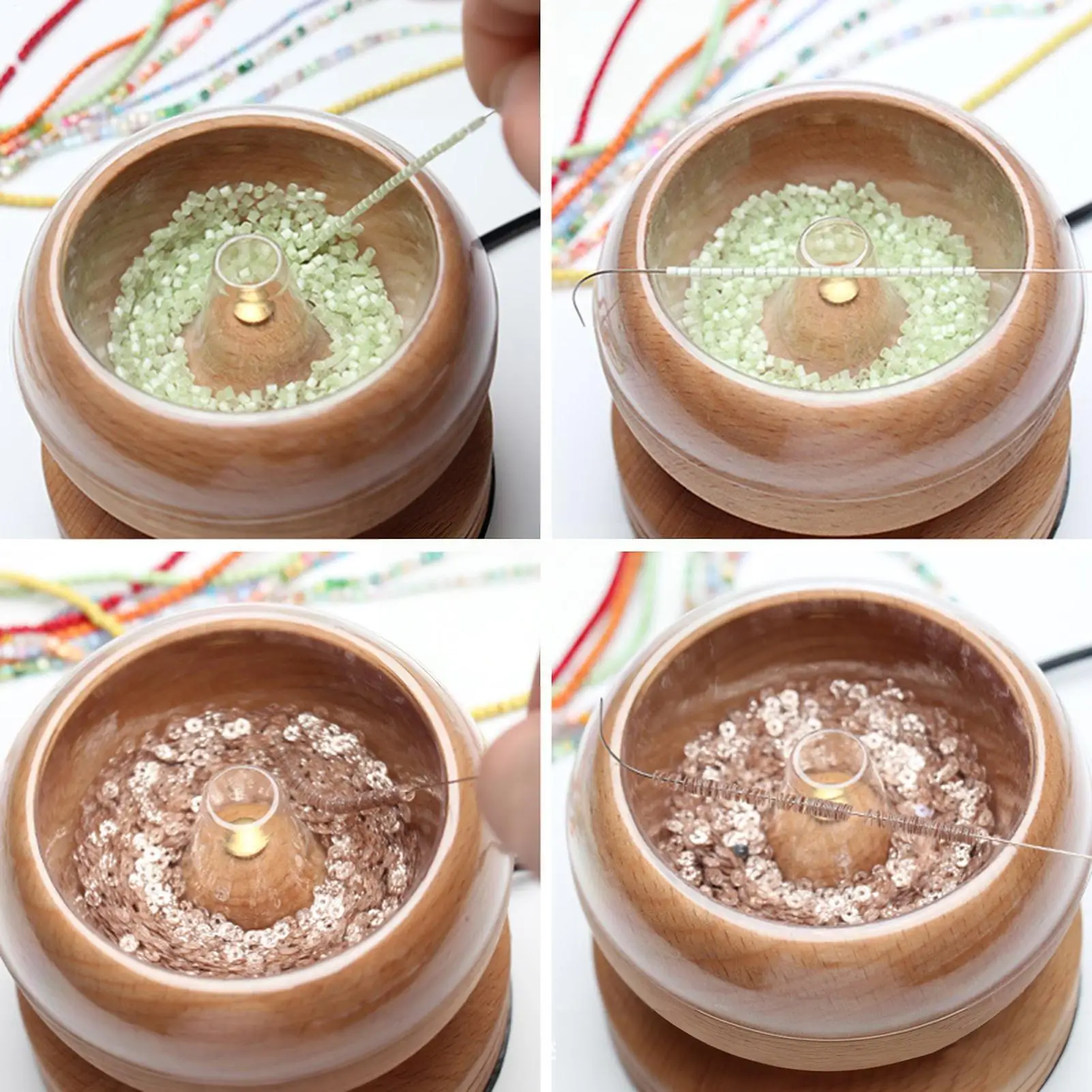 Elektryczny spinner do koralików z drewnianym regulatorem prędkości, artykuły do rękodzieła, dla hobbystów, miłośników biżuterii, dziewcząt i kobiet.