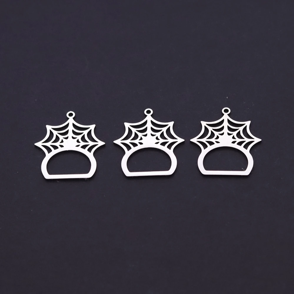 3pcs Hollow Gothic Cobweb Frame Charms Spider Web Silhouette Pendants Stainless Steel New DIY Handmade Jewelry Making Supplies