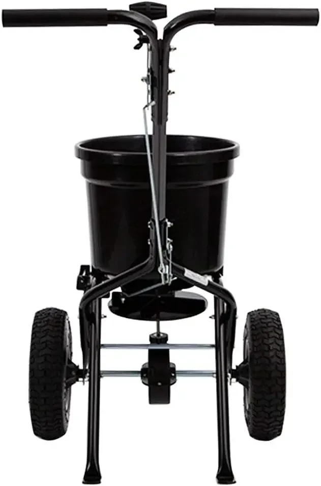 P20-500BHDF-A Push Spreader with Side Deflector Kit and Hopper Grate, 50 lb. Capacity, Matte Black