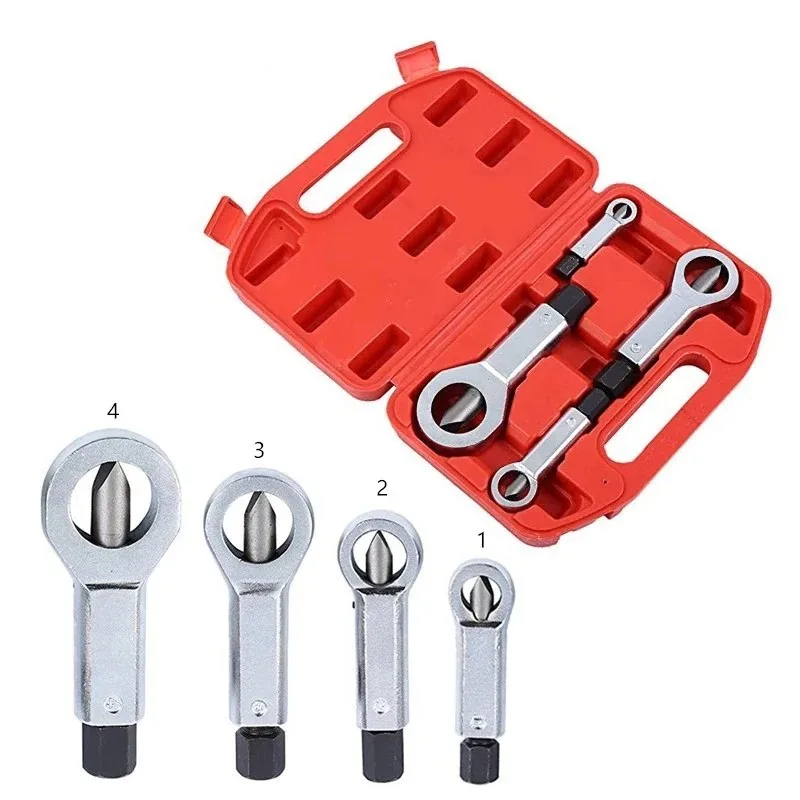 4pcs/1set Heavy-Duty Nuts Splitter Tools Set Nut Breaker Tool Durable Portable Manual Remover Extractor Hand Splitting Tool