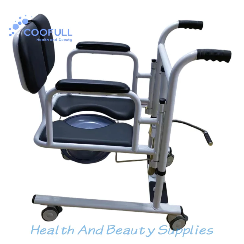 Coolfull Rehabilitation Manual Wheelchair Toilet Mobile Toilet Chair Nursing Patient Transfer Lift Bath Chair for the Elderly