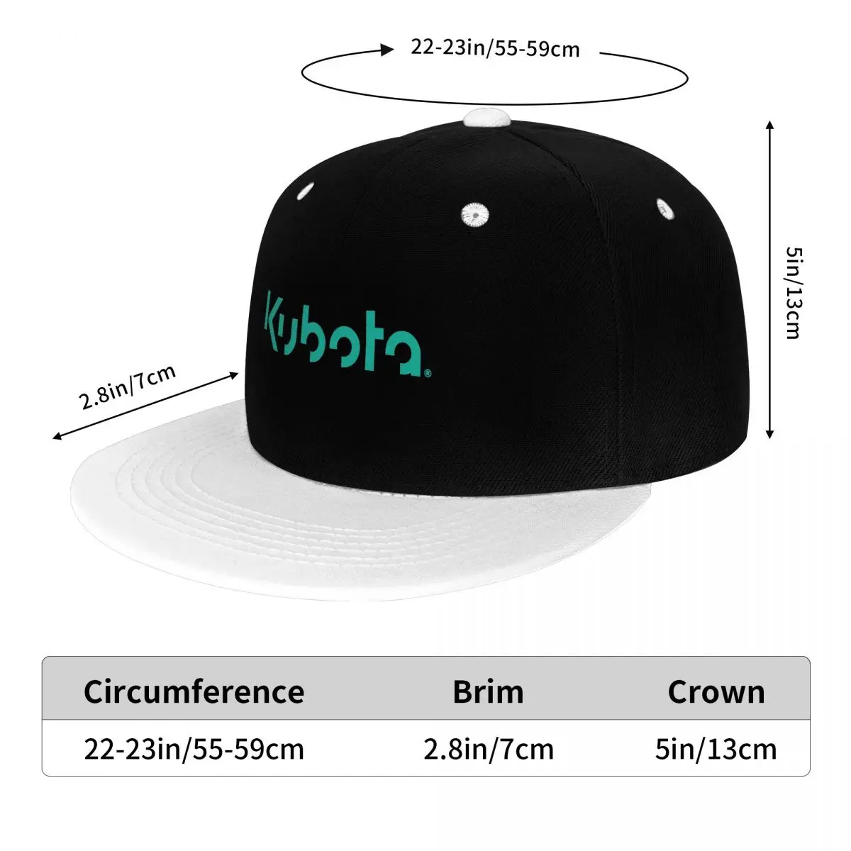 Cappello Hip Hop con ricamo a tesa piatta con Logo Kubota verde menta