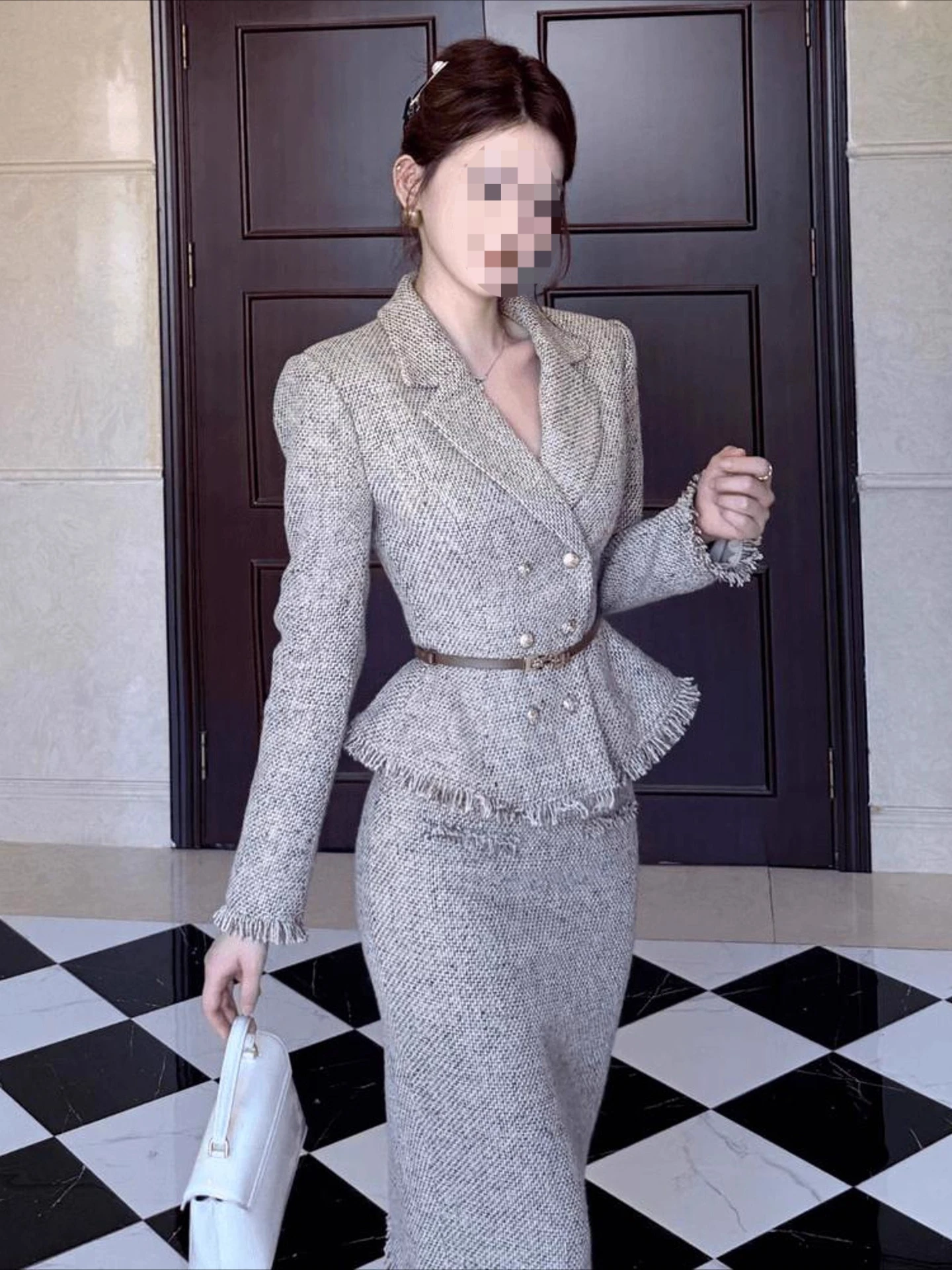 

Gentle autumn and winter rich family daughter feeling wear important occasions light luxury high sense small fragrant style suit