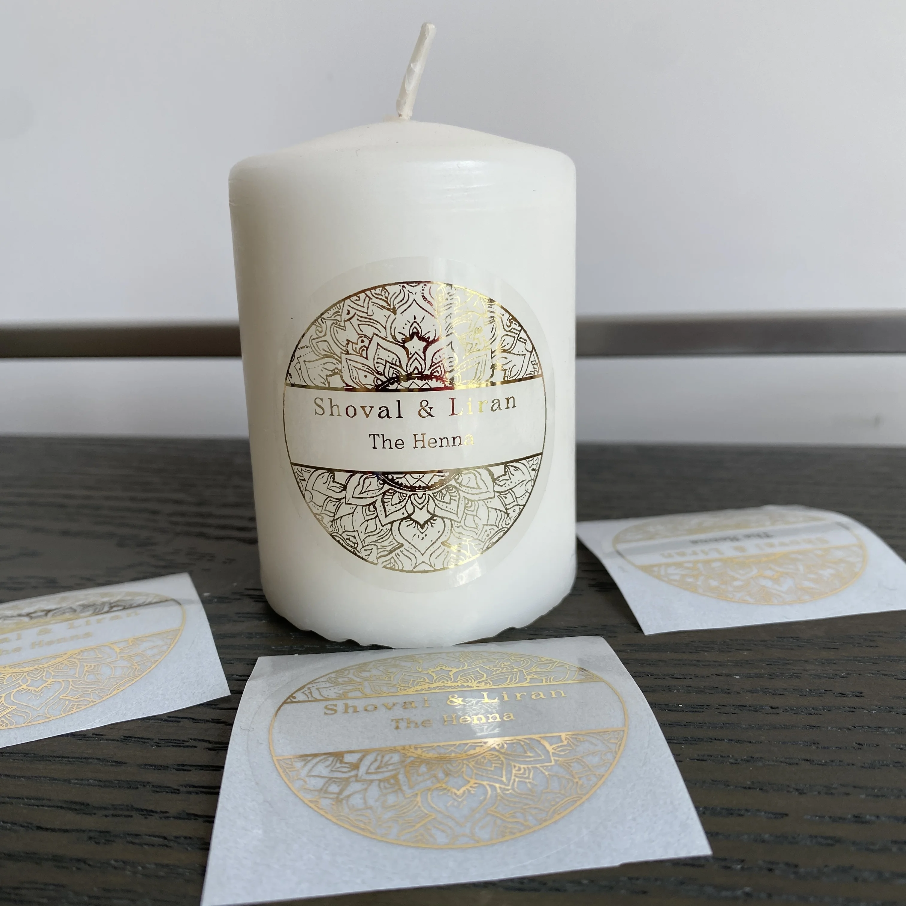 

Custom henna day candle stickers Favors labels Personalised Diwali Mehndi Candles Decorations