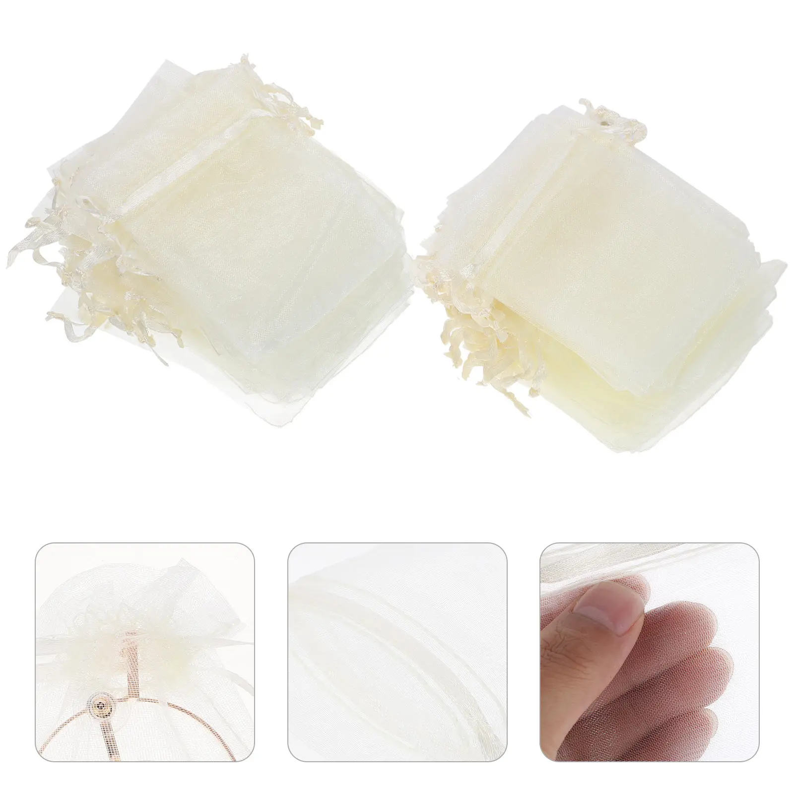 100Pcs Organza Gift Bags Wedding Favor Bags Jewelry Drawstring Pouches Mesh Small Size Breathable Elegant Reusable Storage