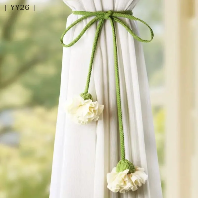 2Pcs Cottage Style Decorative Curtain Holders Floral Curtain Tiebacks for Sheer Curtains &Drapes Creative Window Decor